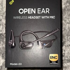 Open Ear Wireless Headset with Mic - Black